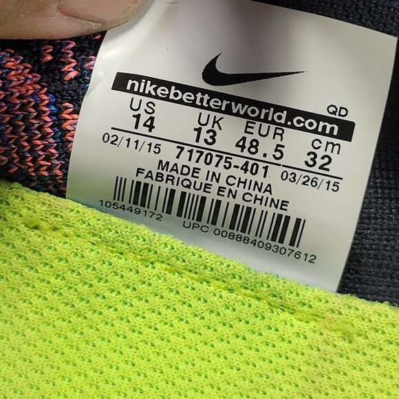 🔥 Nike Free 4.0 Flyknit Mens Dark Obsidian Low Top Running Shoes Mens Size 14 - Picture 12 of 12